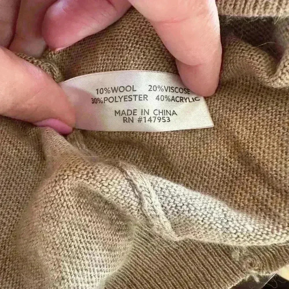 Sage & Flower Oversized Fringe Sweater Long Sleeve Beige/Tan wool S/M - EUC - Picture 6 of 8